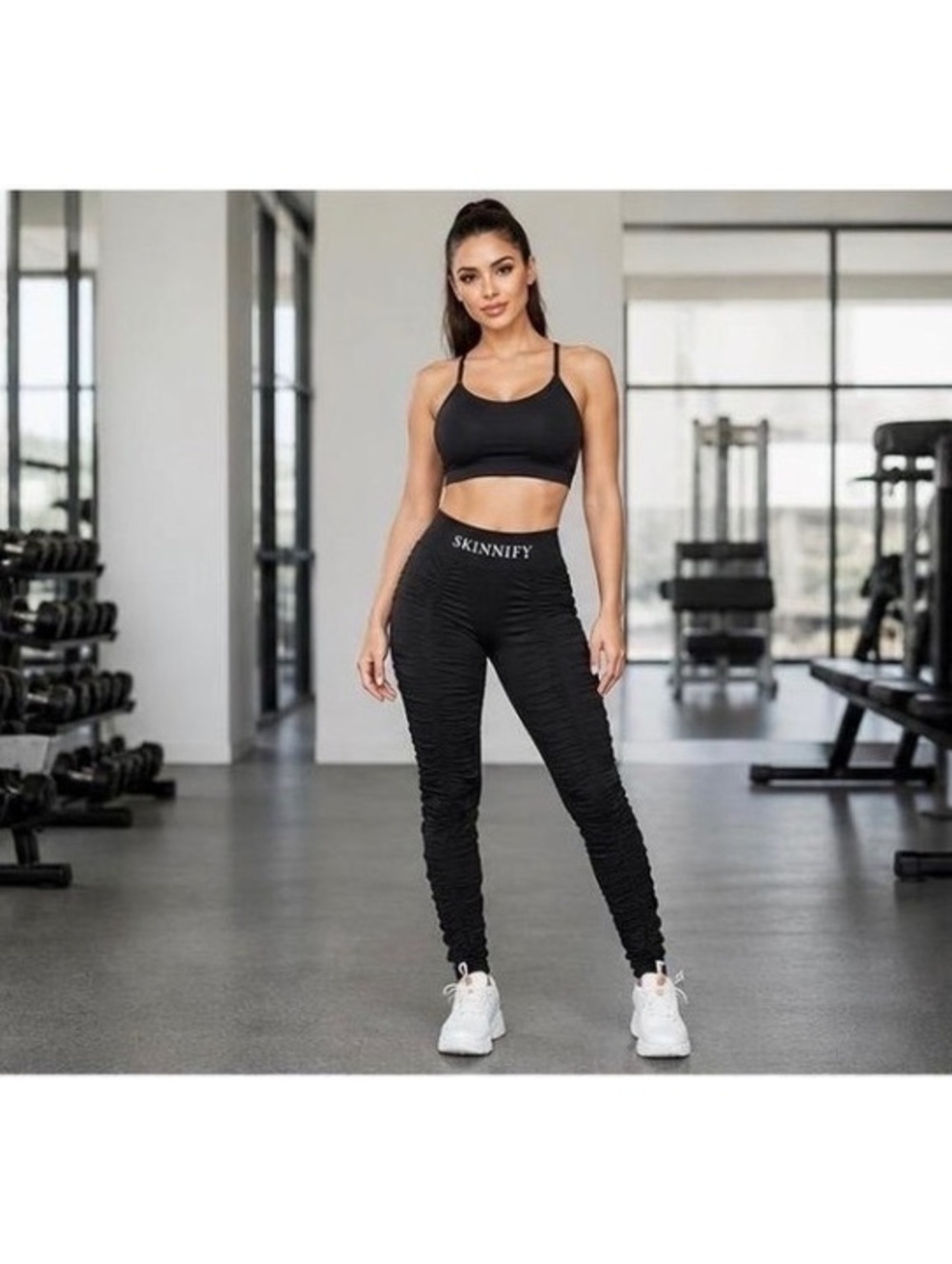 Skinnify Black Ruched Leggings Size S